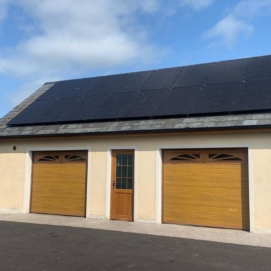 solar panels on a garage